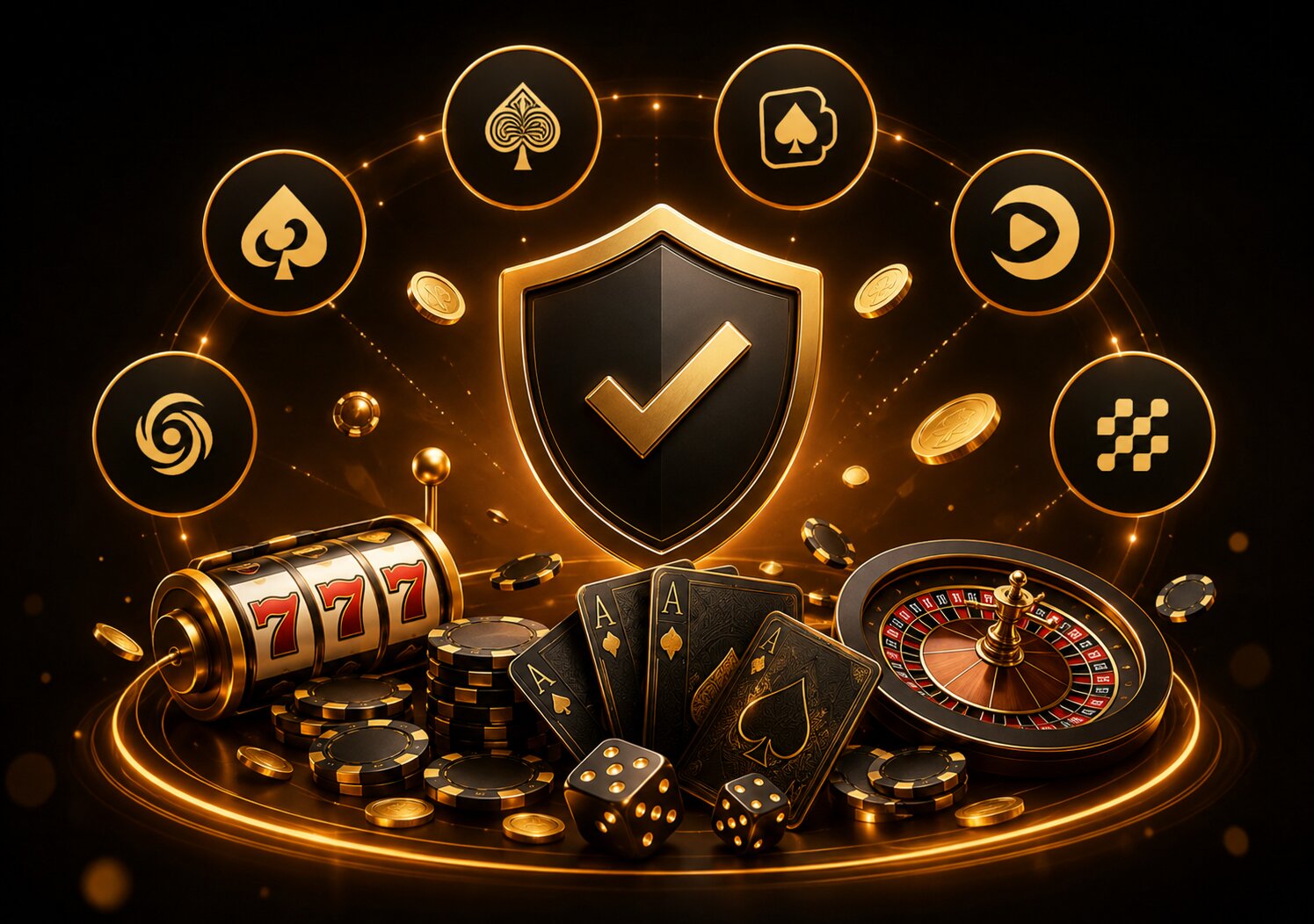 Laptop showing casino game providers and software partners available on the fairplay platform.